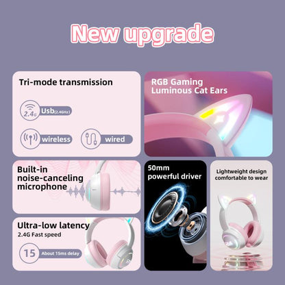 ONIKUMA GT838 2.4G Head-mounted Wireless Bluetooth Headphone(Pink) - Headset & Headphone by ONIKUMA | Online Shopping UK | buy2fix