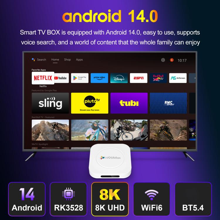 H96 Max M1 Plus Android 14.0 Smart TV Box, 4GB+32GB, RK3528 Quad-core ARM Cortex-A53(EU Plug) - Others by buy2fix | Online Shopping UK | buy2fix