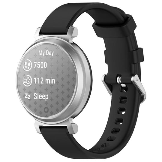 For Garmin Lily 2 xDfind Quick Release Silver Buckle Silicone Watch Band Wristband(Black)
