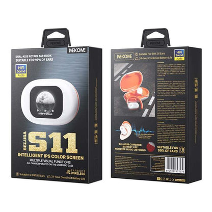 WK Beluga S11 Vukie OWS Clip-on Wireless Earphones with Smart Color Screen(White) - Bluetooth Earphone by WK | Online Shopping UK | buy2fix