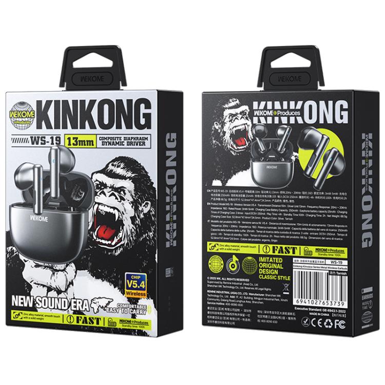 WK WS-19 Kinvoice Series Metal TWS Wireless Earbuds(Silver) - TWS Earphone by WK | Online Shopping UK | buy2fix