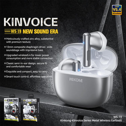 WK WS-19 Kinvoice Series Metal TWS Wireless Earbuds(Silver) - TWS Earphone by WK | Online Shopping UK | buy2fix