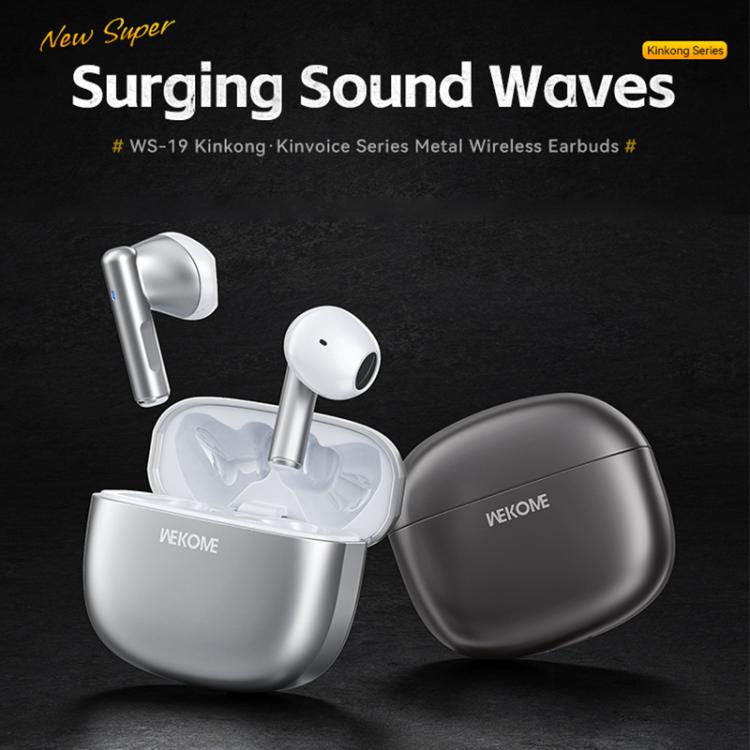 WK WS-19 Kinvoice Series Metal TWS Wireless Earbuds(Silver) - TWS Earphone by WK | Online Shopping UK | buy2fix
