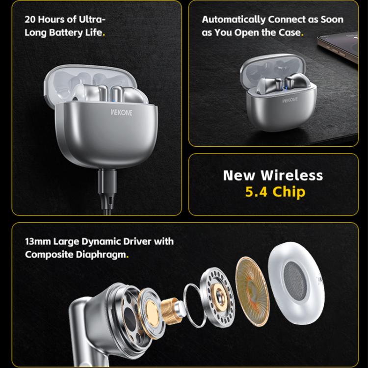 WK WS-19 Kinvoice Series Metal TWS Wireless Earbuds(Tarnish) - TWS Earphone by WK | Online Shopping UK | buy2fix