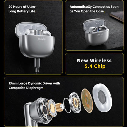 WK WS-19 Kinvoice Series Metal TWS Wireless Earbuds(Silver) - TWS Earphone by WK | Online Shopping UK | buy2fix