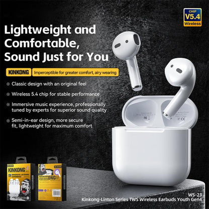 WK WS-23 Liton Series TWS Wireless Earbuds Youth Gen4(White) - TWS Earphone by WK | Online Shopping UK | buy2fix