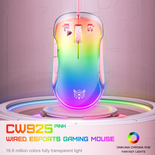 ONIKUMA CW925 12800DPI Colorful RGB E-Sports Gaming Wired Mouse(Pink) - Wired Mice by ONIKUMA | Online Shopping UK | buy2fix