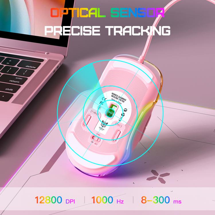 ONIKUMA CW925 12800DPI Colorful RGB E-Sports Gaming Wired Mouse(Pink) - Wired Mice by ONIKUMA | Online Shopping UK | buy2fix