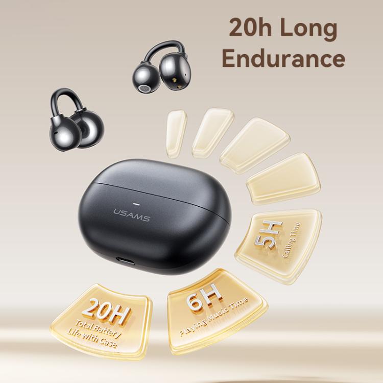 USAMS Echo R02 Clip-On Wireless Bluetooth Earphones(Tarnish) - Bluetooth Earphone by USAMS | Online Shopping UK | buy2fix