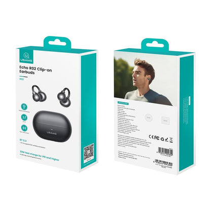 USAMS Echo R02 Clip-On Wireless Bluetooth Earphones(Tarnish) - Bluetooth Earphone by USAMS | Online Shopping UK | buy2fix