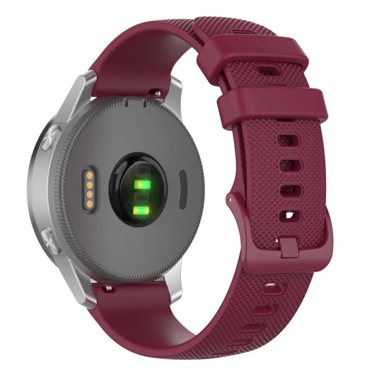 18mm For Garmin Venu 2S / Move 3S / Active S xDfind Small Plaid Solid Color Silicone Watch Band(Wine Red) - 18mm Bands by xDfind | Online Shopping UK | buy2fix