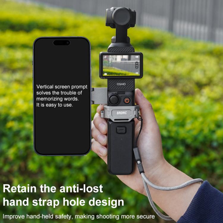 For DJI Osmo Pocket 3 BRDRC Smartphone Teleprompter Stand Desktop Clamp Cold Shoe Extension Mount(Dark Grey) - Mount & Holder by BRDRC | Online Shopping UK | buy2fix