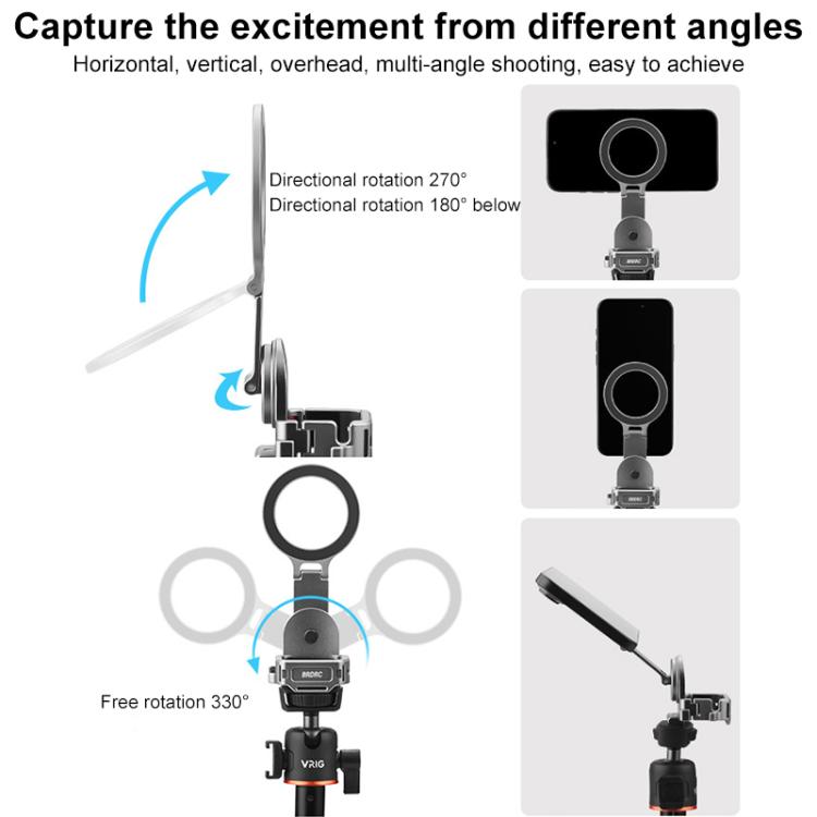 For DJI Osmo Pocket 3 BRDRC Smartphone Teleprompter Stand Desktop Clamp Cold Shoe Extension Mount(Dark Grey) - Mount & Holder by BRDRC | Online Shopping UK | buy2fix