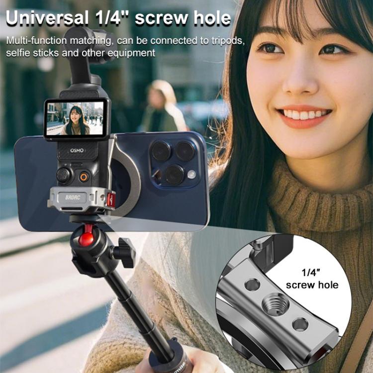For DJI Osmo Pocket 3 BRDRC Smartphone Teleprompter Stand Desktop Clamp Cold Shoe Extension Mount(Dark Grey) - Mount & Holder by BRDRC | Online Shopping UK | buy2fix