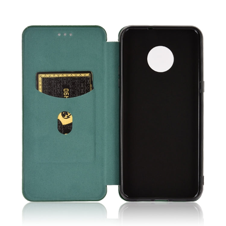 For Doogee X95 Carbon Fiber Texture Horizontal Flip TPU + PC + PU Leather Case with Card Slot & Lanyard(Green) - More Brand by buy2fix | Online Shopping UK | buy2fix