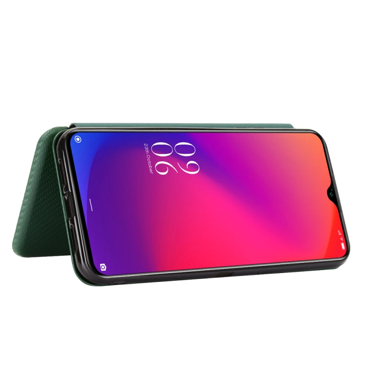 For Doogee X95 Carbon Fiber Texture Horizontal Flip TPU + PC + PU Leather Case with Card Slot & Lanyard(Green) - More Brand by buy2fix | Online Shopping UK | buy2fix