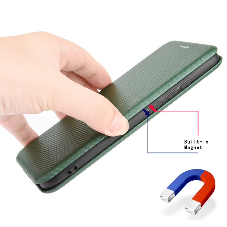 For Doogee X95 Carbon Fiber Texture Horizontal Flip TPU + PC + PU Leather Case with Card Slot & Lanyard(Green) - More Brand by buy2fix | Online Shopping UK | buy2fix
