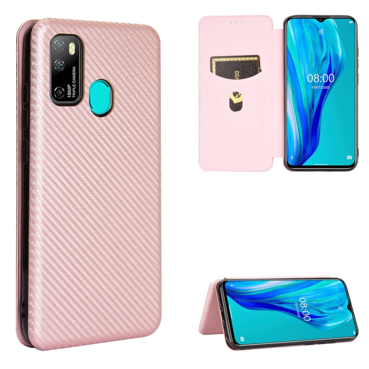 For Ulefone Note 9P Carbon Fiber Texture Horizontal Flip TPU + PC + PU Leather Case with Card Slot & Lanyard(Pink) by buy2fix