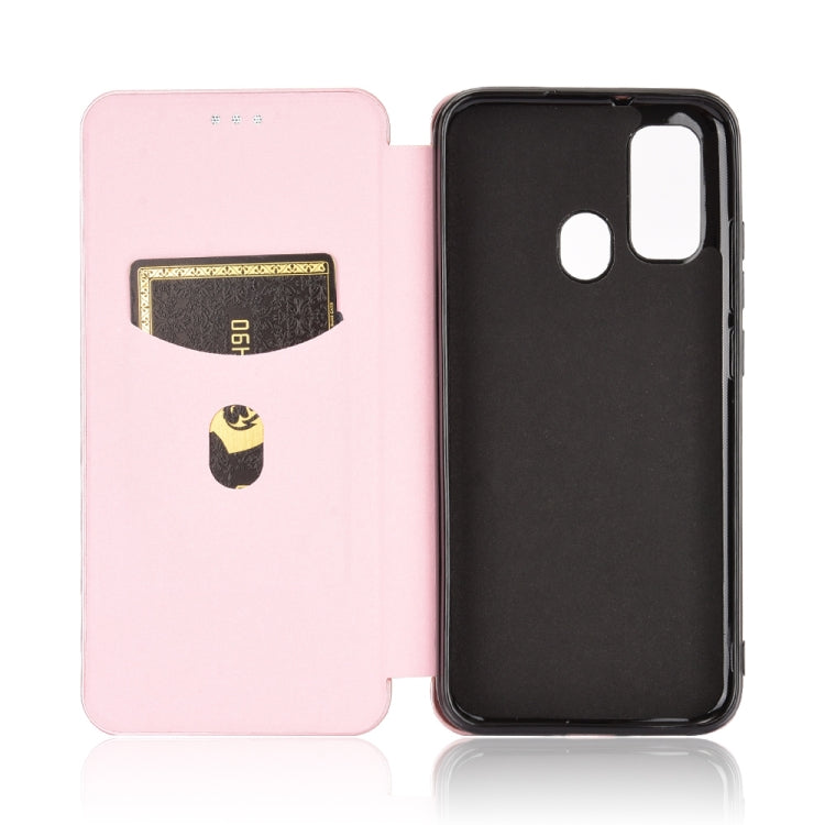 For Ulefone Note 9P Carbon Fiber Texture Horizontal Flip TPU + PC + PU Leather Case with Card Slot & Lanyard(Pink) by buy2fix