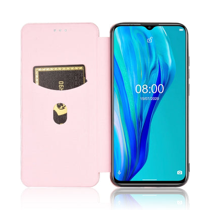 For Ulefone Note 9P Carbon Fiber Texture Horizontal Flip TPU + PC + PU Leather Case with Card Slot & Lanyard(Pink) by buy2fix