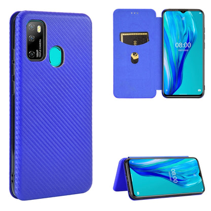For Ulefone Note 9P Carbon Fiber Texture Horizontal Flip TPU + PC + PU Leather Case with Card Slot & Lanyard(Blue) by buy2fix
