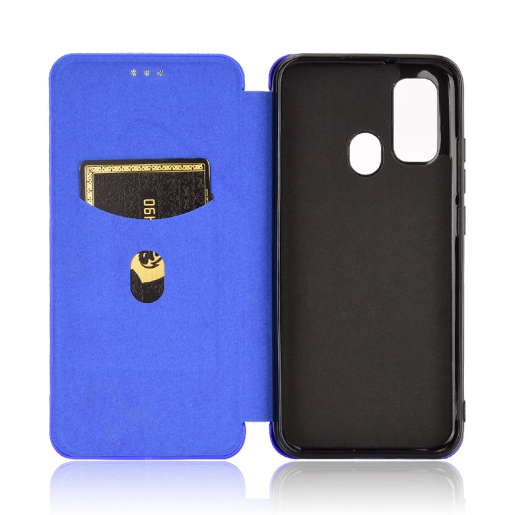 For Ulefone Note 9P Carbon Fiber Texture Horizontal Flip TPU + PC + PU Leather Case with Card Slot & Lanyard(Blue) by buy2fix