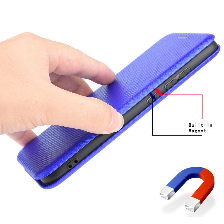 For Ulefone Note 9P Carbon Fiber Texture Horizontal Flip TPU + PC + PU Leather Case with Card Slot & Lanyard(Blue) by buy2fix