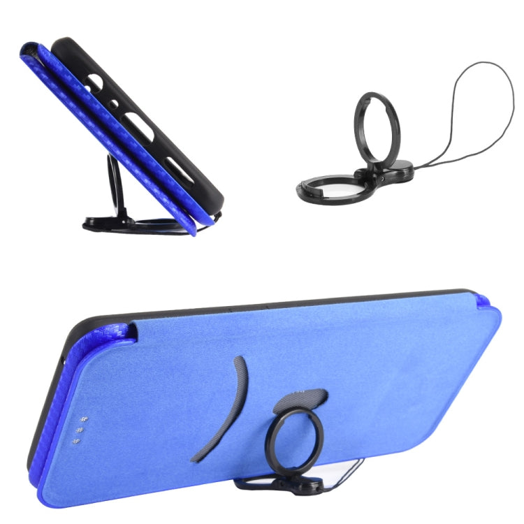 For Ulefone Note 9P Carbon Fiber Texture Horizontal Flip TPU + PC + PU Leather Case with Card Slot & Lanyard(Blue) by buy2fix