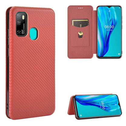 For Ulefone Note 9P Carbon Fiber Texture Horizontal Flip TPU + PC + PU Leather Case with Card Slot & Lanyard(Brown) - Ulefone Cases by buy2fix | Online Shopping UK | buy2fix