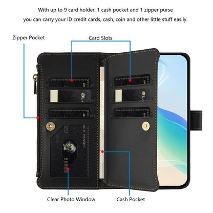 For Google Pixel 10 Pro XL 5G Magnetic Closure 9 Card Slots Zipper Leather Case with Hand Strap(Black) - Google Cases by buy2fix | Online Shopping UK | buy2fix