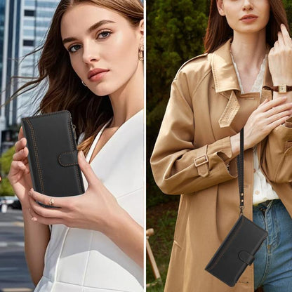 For Google Pixel 10 Pro XL 5G Magnetic Closure 9 Card Slots Zipper Leather Case with Hand Strap(Black) - Google Cases by buy2fix | Online Shopping UK | buy2fix