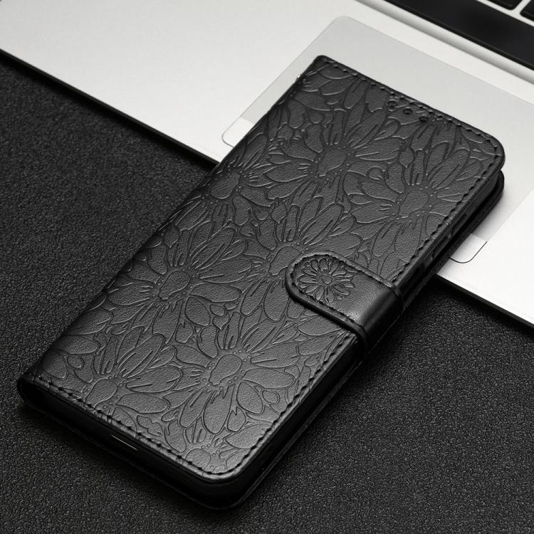 For Google Pixel 10 Daisy Embossed Leather Phone Case(Black) - Google Cases by buy2fix | Online Shopping UK | buy2fix