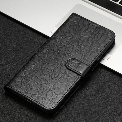 For Google Pixel 10 Daisy Embossed Leather Phone Case(Black) - Google Cases by buy2fix | Online Shopping UK | buy2fix