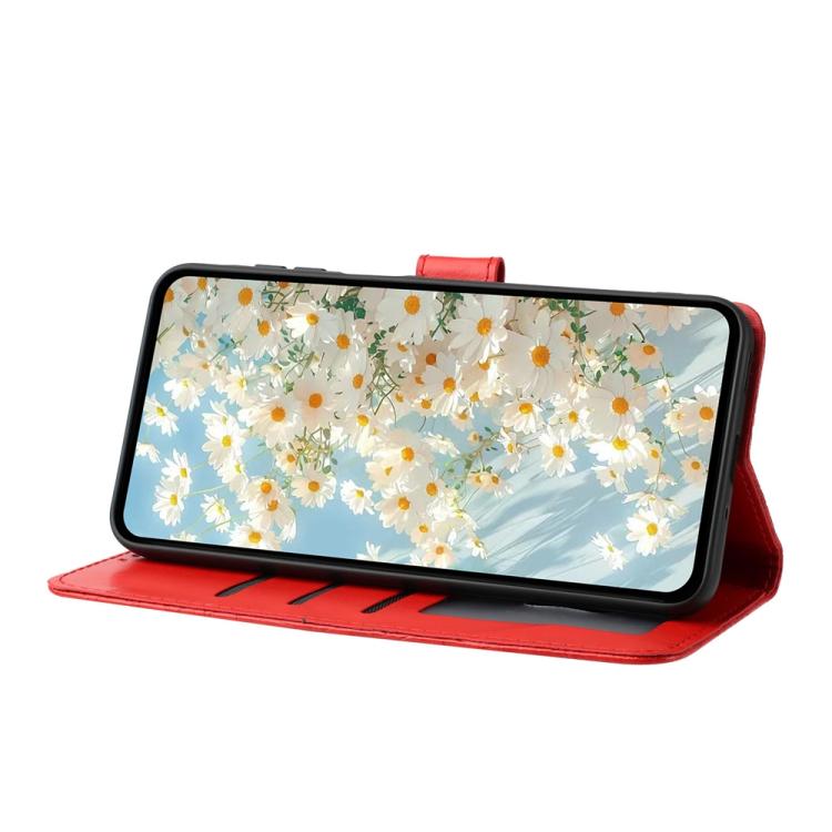 For Google Pixel 10 Pro Daisy Embossed Leather Phone Case(Red) - Google Cases by buy2fix | Online Shopping UK | buy2fix