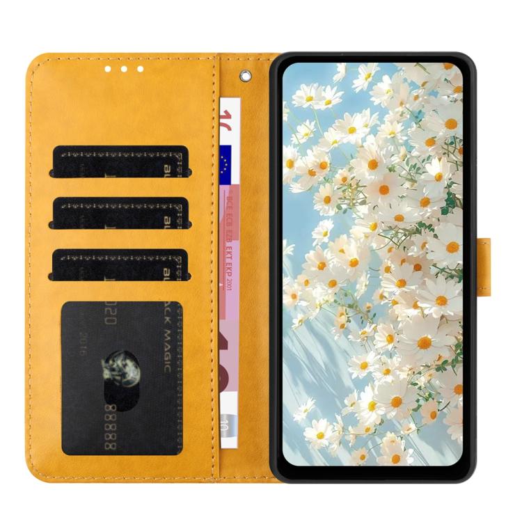 For Google Pixel 10 Pro Daisy Embossed Leather Phone Case(Yellow) - Google Cases by buy2fix | Online Shopping UK | buy2fix