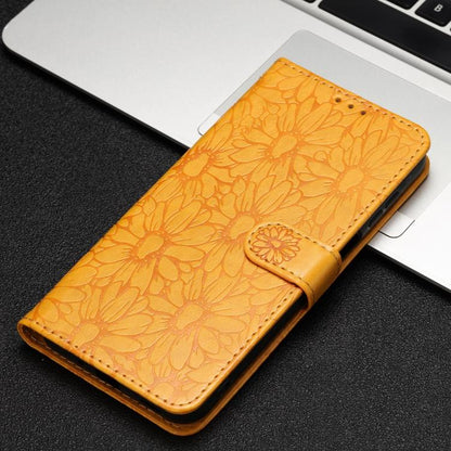 For Google Pixel 10 Pro Daisy Embossed Leather Phone Case(Yellow) - Google Cases by buy2fix | Online Shopping UK | buy2fix