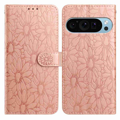 For Google Pixel 10 Pro Daisy Embossed Leather Phone Case(Rose Gold) - Google Cases by buy2fix | Online Shopping UK | buy2fix