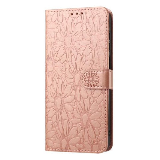 For Google Pixel 10 Pro Daisy Embossed Leather Phone Case(Rose Gold) - Google Cases by buy2fix | Online Shopping UK | buy2fix