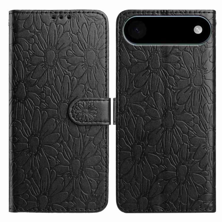 For iPhone Air Daisy Embossed Leather Phone Case(Black) - iPhone Air Cases by buy2fix | Online Shopping UK | buy2fix