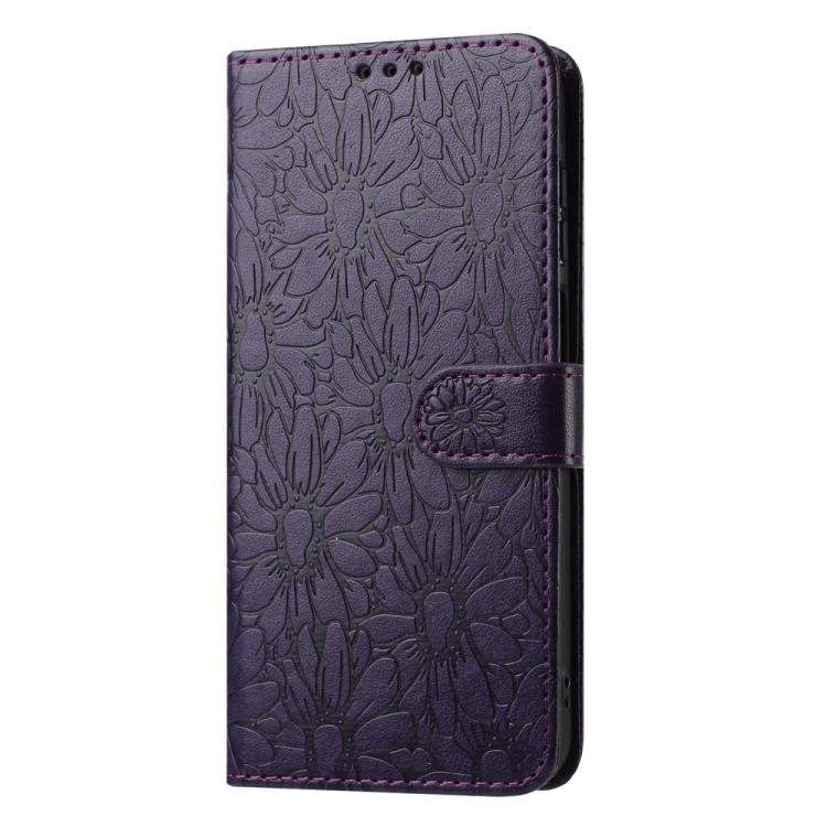 For iPhone Air Daisy Embossed Leather Phone Case(Dark Purple) - iPhone Air Cases by buy2fix | Online Shopping UK | buy2fix