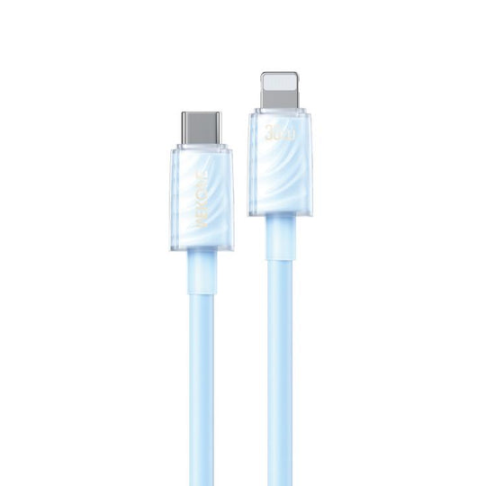 WK WDC-73 PD30W Type-C to 8 Pin Fast Charging Data Cable, Length: 1.2m(Blue)