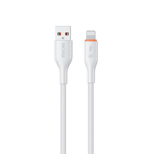 WK WDC-91i 12W USB to 8 Pin Silicone Data Cable, Length: 1.2m(White)