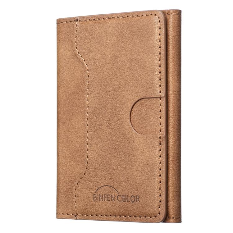 Oily Leather Horizontal Magnetic Wallet Card Bag Case(Light Brown) - Adhesive Card Holders by buy2fix | Online Shopping UK | buy2fix