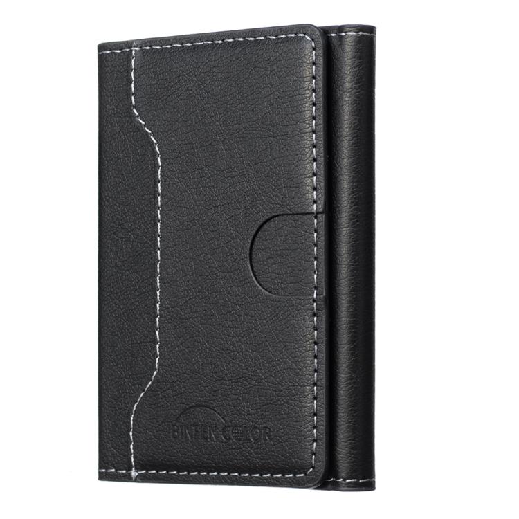 Oily Leather Horizontal Magnetic Wallet Card Bag Case(Black) - Adhesive Card Holders by buy2fix | Online Shopping UK | buy2fix