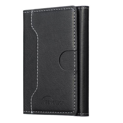 Oily Leather Horizontal Magnetic Wallet Card Bag Case(Black) - Adhesive Card Holders by buy2fix | Online Shopping UK | buy2fix