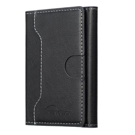 Oily Leather Horizontal Magnetic Wallet Card Bag Case(Black) - Adhesive Card Holders by buy2fix | Online Shopping UK | buy2fix