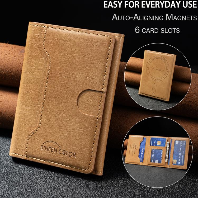 Oily Leather Horizontal Magnetic Wallet Card Bag Case(Yellow) - Adhesive Card Holders by buy2fix | Online Shopping UK | buy2fix