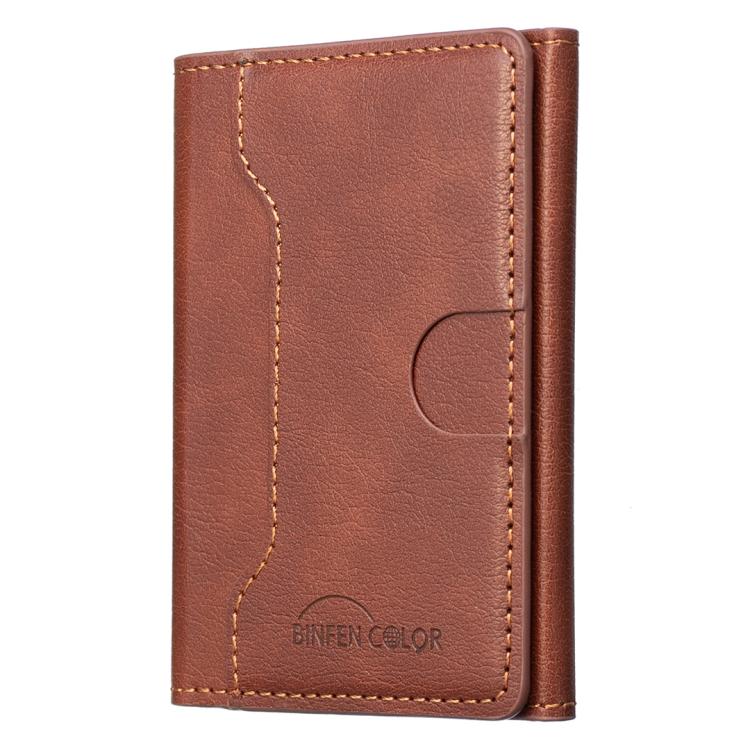 Oily Leather Horizontal Magnetic Wallet Card Bag Case(Dark Brown) - Adhesive Card Holders by buy2fix | Online Shopping UK | buy2fix