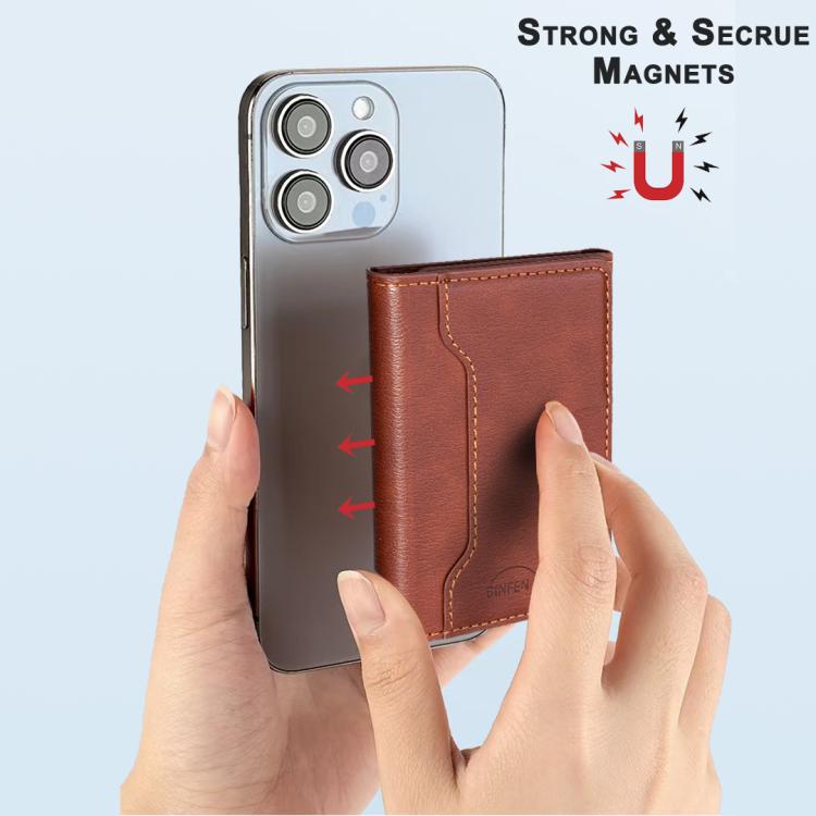 Oily Leather Horizontal Magnetic Wallet Card Bag Case(Dark Brown) - Adhesive Card Holders by buy2fix | Online Shopping UK | buy2fix