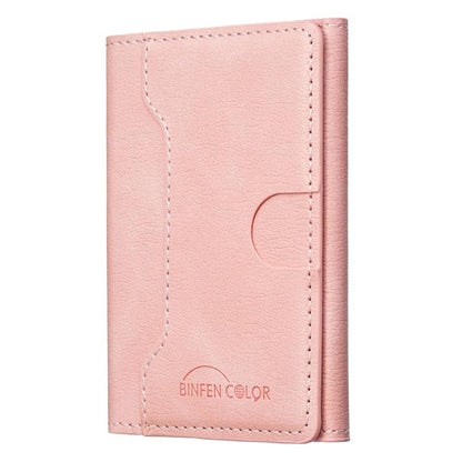 Oily Leather Horizontal Magnetic Wallet Card Bag Case(Pink) - Adhesive Card Holders by buy2fix | Online Shopping UK | buy2fix